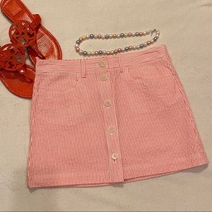 Theory Pink Seersucker Mini Skirt